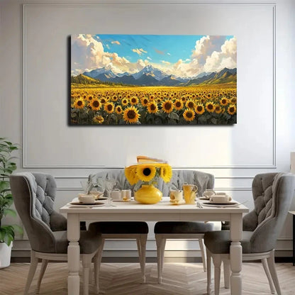 Vibrant Sunflower Field Wall Art canvas office home room framed 120x60cm - Bella Home Decor