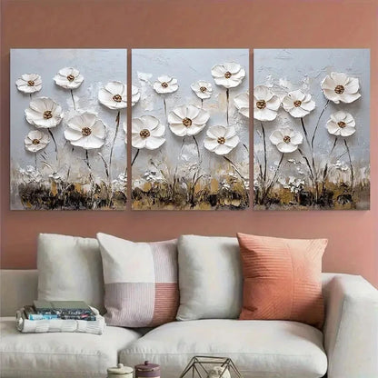 3pcs Floral Meadow Minimalist Landscape Botanical Metal Print Ready to Hang Art - Bella Home Decor