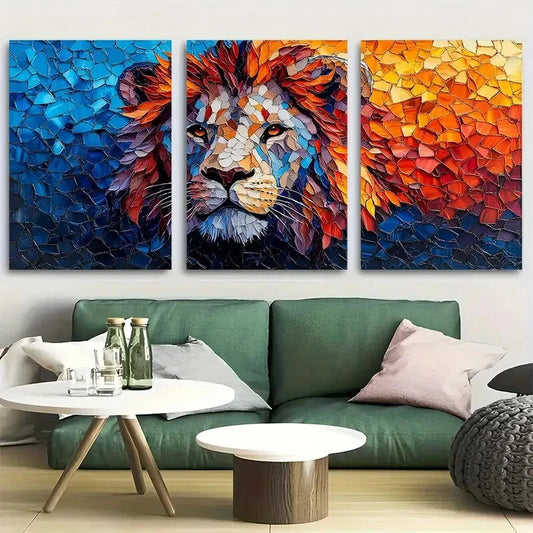 3pcs Beautiful Lion King Of The Jungle Metal Print Ready to Hang Art