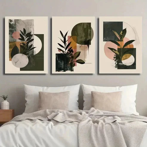 3pcs Geometric Decor with Earthy Tones Wall Art Set Canvas Unframed - High Quality Print 100% Australian Made Wall Canvas - Bella Home Decor