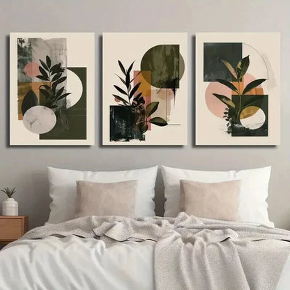 3pcs Geometric Decor with Earthy Tones Wall Art Set Canvas Unframed - High Quality Print 100% Australian Made Wall Canvas - Bella Home Decor