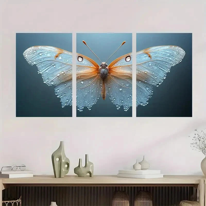 3pcs Butterfly Décor Fairy Wings Perfect Wall Art Set Canvas Framed 40x60cm - High Quality Print 100% Australian Made Wall Canvas Ready to Hang - Bella Home Decor