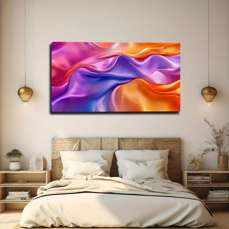 Vibrant Purple Orange Blue Wall Art canvas office home room framed 120x60cm