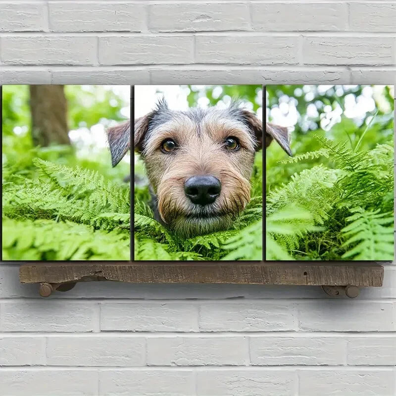 3pcs Dogs in The Forest Green Nature Metal Print Ready to Hang Art - Bella Home Decor