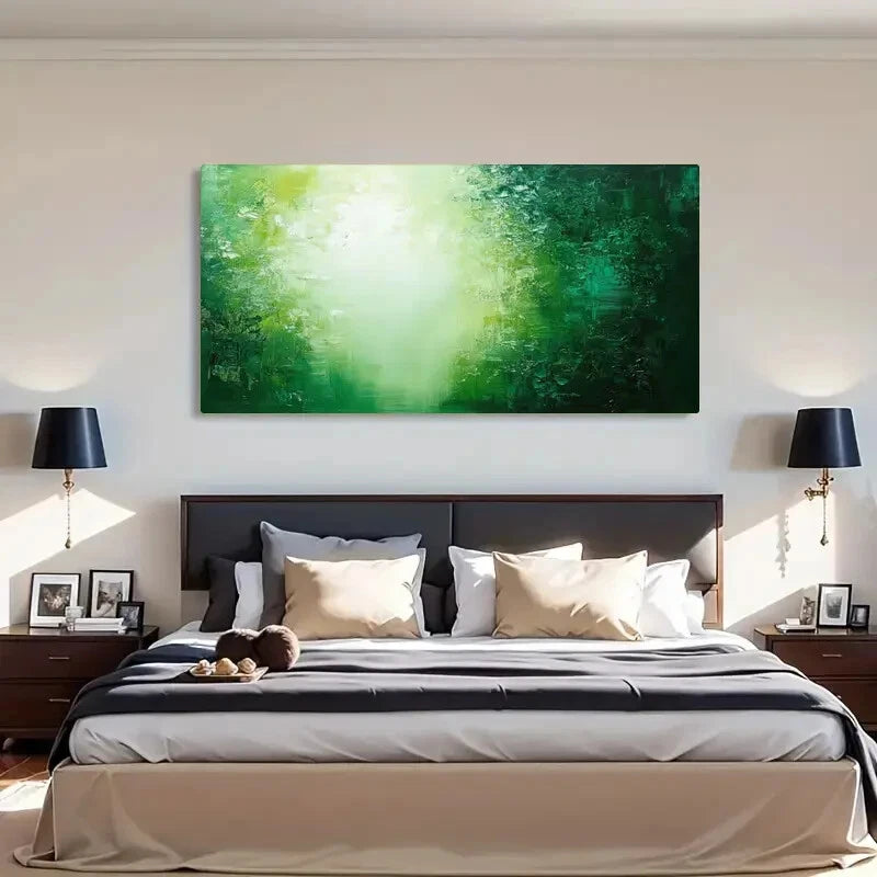 Vibrant Green Nature Textured Wall Art Canvas Office Home Room Framed 120x60cm - Bella Home Decor