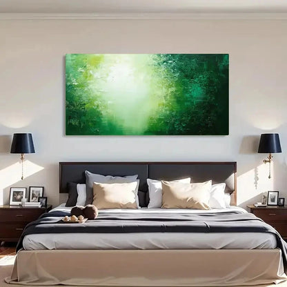 Vibrant Green Nature Textured Wall Art Canvas Office Home Room Framed 120x60cm - Bella Home Decor