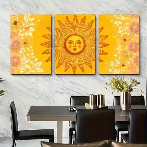 3pcs Abstract Here Comes The Sun Wall Art Canvas Unframed - High Quality Print 100% Australian Made Wall Canvas - Bella Home Decor