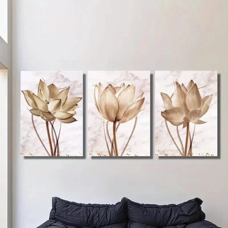 3pcs Light Luxury Plant &amp; Flower Design Metal Print Ready to Hang Art