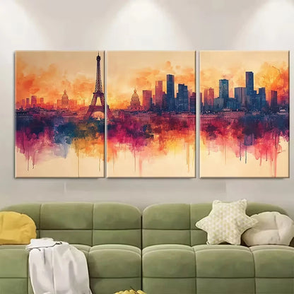 3pcs Colorful French Cityscape Metal Print Ready to Hang Art - Bella Home Decor