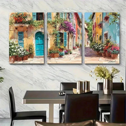 3pcs Vibrant Cityscape Colorful Home Perfect Wall Art Set Canvas Framed 50x70cm - High Quality Print 100% Australian Made Wall Canvas Ready to Hang