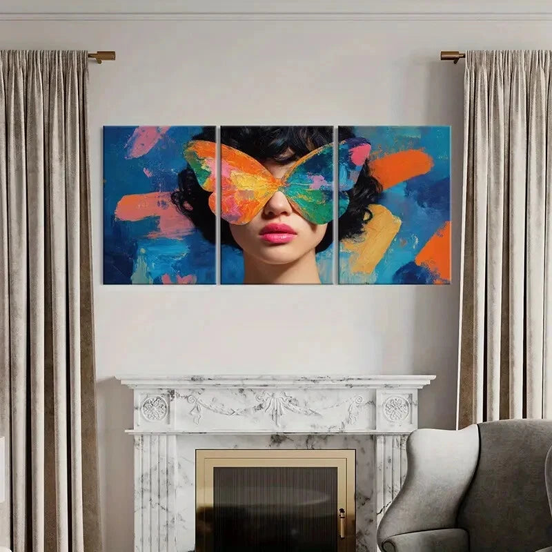 3pcs Abstract Butterfly Art Colorful Painting Metal Print Ready to Hang Art - Bella Home Decor