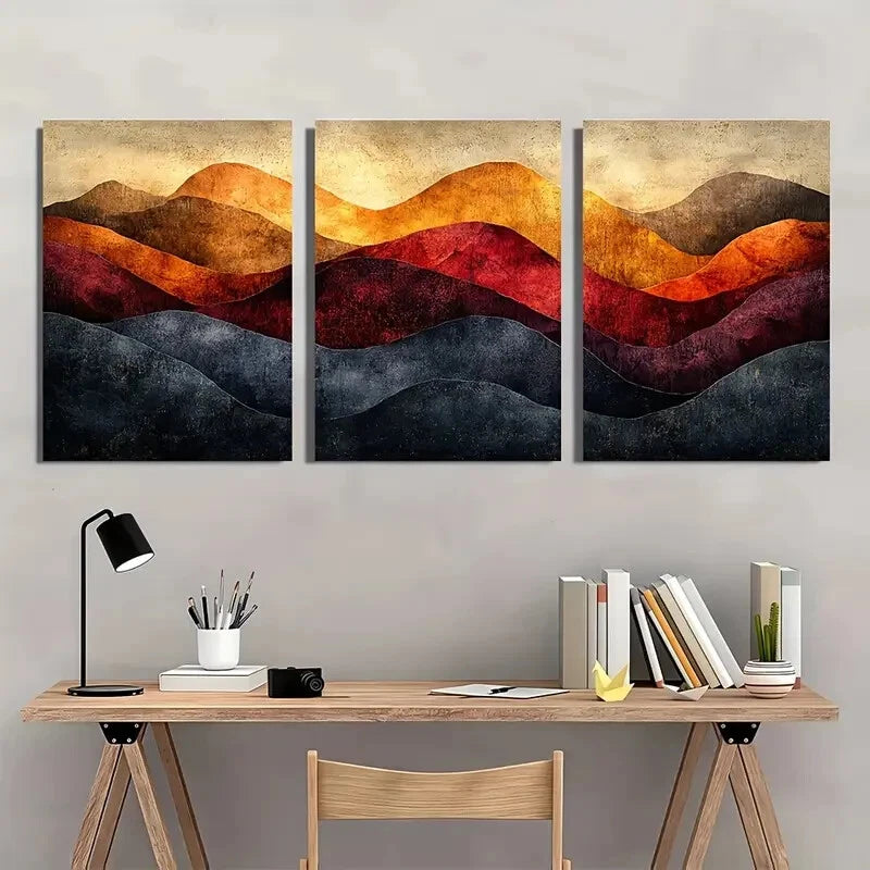 3pcs Sepia Hues White Yellow Ochre Sunlight Metal Print Ready to Hang Art - Bella Home Decor