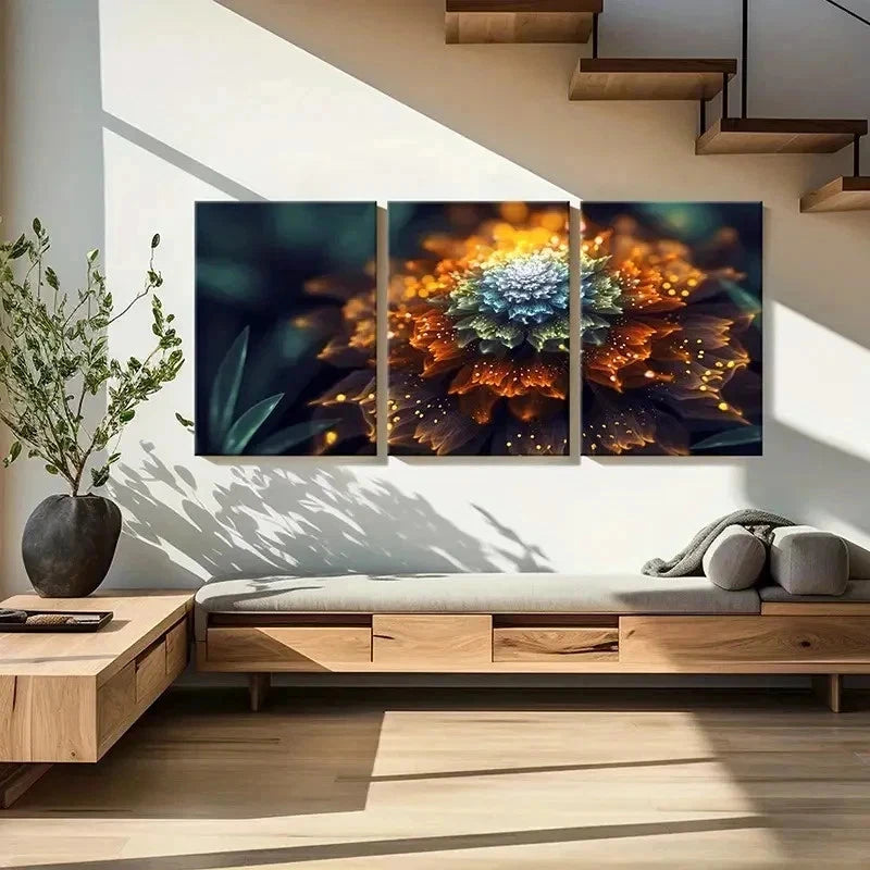 3pcs Colorful Flower Modern Abstract Wall Art Set Canvas Framed 40x60cm - High Quality Print 100% Australian Made Wall Canvas Ready to Hang - Bella Home Decor