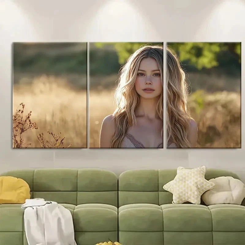 3pcs Blonde hair Girl b Wall Art Set Canvas Framed 50x70cm - High Quality Print 100% Australian Made Wall Canvas Ready to Hang - Bella Home Decor