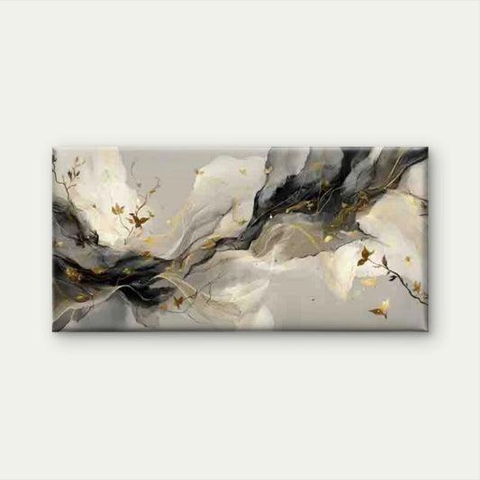 Golden Marble-like Abstract WaveWall Art Canvas Office Home Room Framed 120x60cm