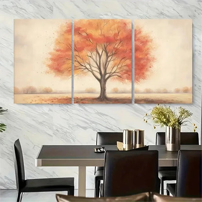 3pcs Vintage Autumn Tree Fall Tree Metal Print Ready to Hang Art