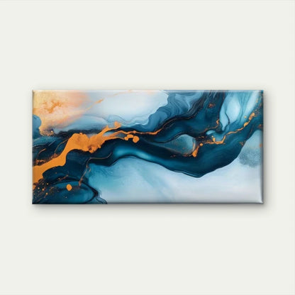 Blue, Orange & White Swirl  Wall Art Canvas Office Home Room Framed 120x60cm