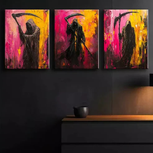 3pcs Grim Reaper Wall Art Canvas Unframed - High Quality Print 100% Australian Made Wall Canvas