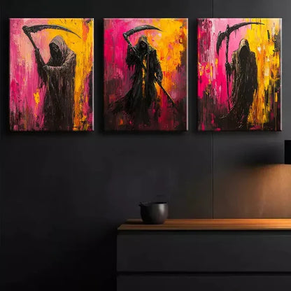 3pcs Grim Reaper Wall Art Canvas Unframed - High Quality Print 100% Australian Made Wall Canvas
