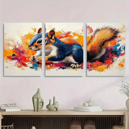 3pcs Colorful Vibrant Squirrel Animal Metal Print Ready to Hang Art - Bella Home Decor
