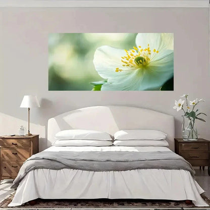 Large White & Golden Floral Wall Art Canvas Office Home Room Framed 120x60cm