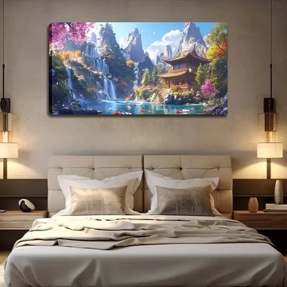 Towering Mountains Quaint Wall Art Canvas Office Home Room Framed 120x60cm - Bella Home Decor