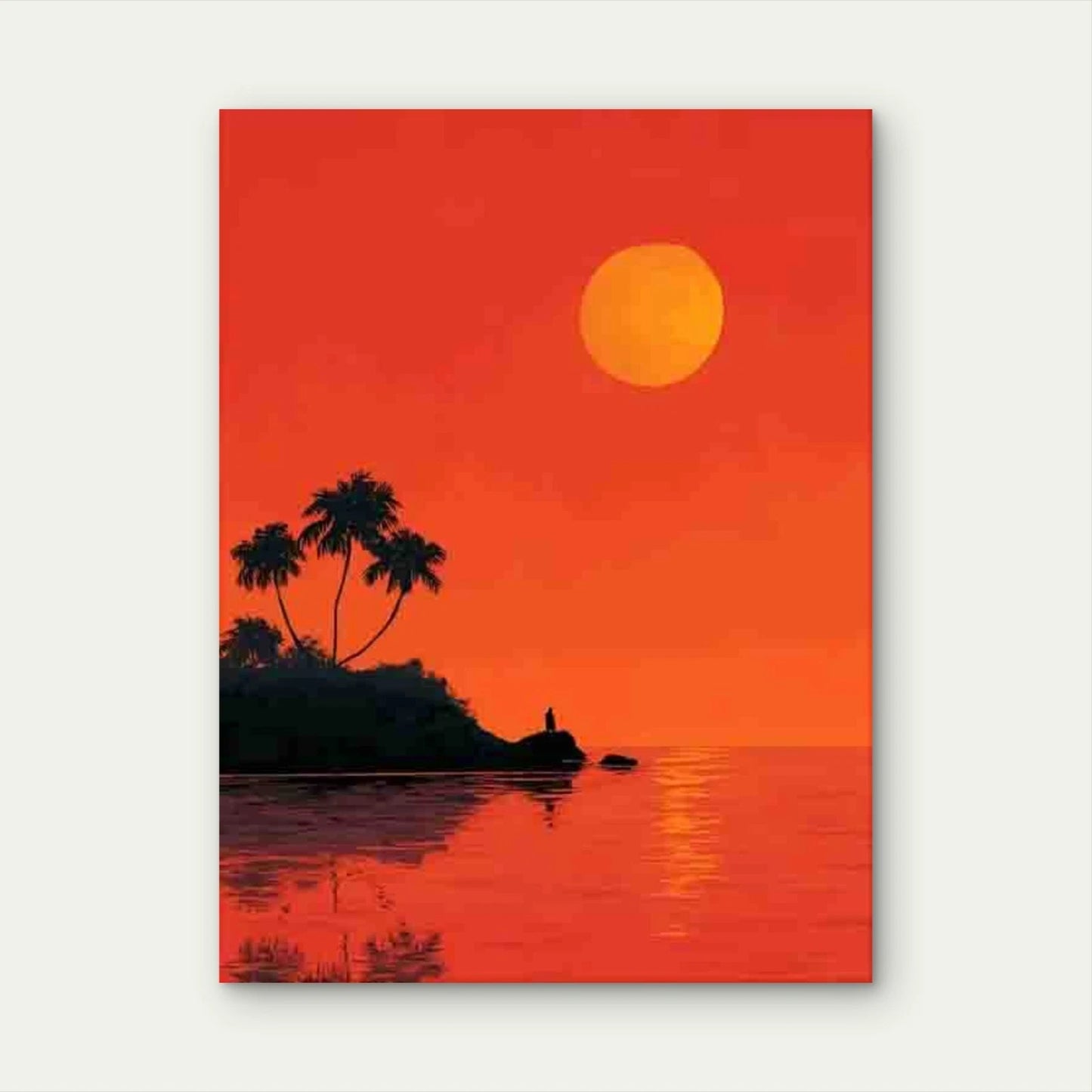 Island Silhouette Sun Reflection Tropical Metal Print Ready to Hang