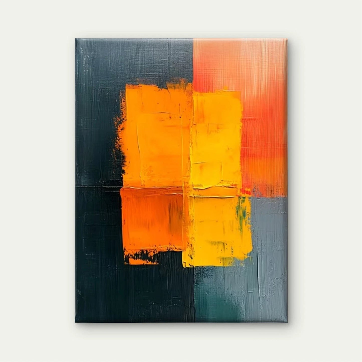 Vibrant Orange Abstract Expressionist Painting 60x90cm Metal Print Ready to Hang