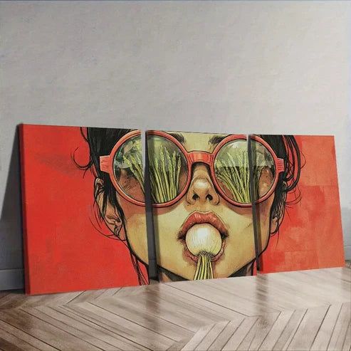 3 PCS She Had An Onion In Her Mouth Wall Art Set Canvas Unframed - High Quality Print 100% Australian Made Wall Canvas