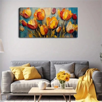 Rich Red Yellow & Orange Color Wall Art Canvas Office Home Room Framed 120x60cm - Bella Home Decor
