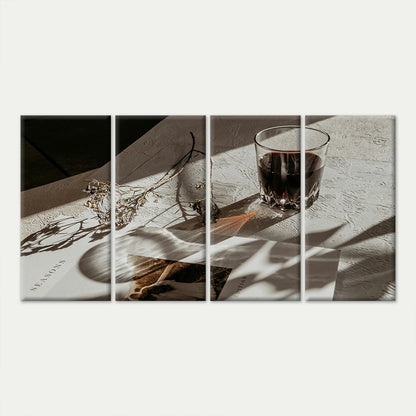 4pcs Modern Neutral Still Life Wine Glass Wall Art Canvas Framed 45x80cm - High Quality Print 100% Australian Made Wall Canvas Ready to Hang