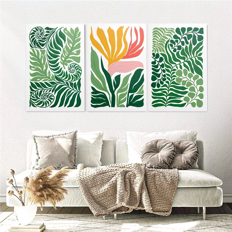 3pcs Tropical Flower Jungle Paintings Wall Art Set Canvas Framed 60x90cm - High Quality Print 100% Australian Made Wall Canvas Ready to Hang - Bella Home Decor