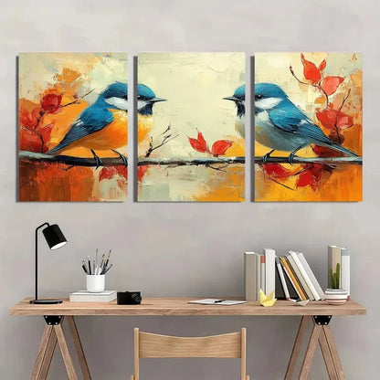 3pcs Modern Animal Theme Bird Wall Art Set Canvas Framed 60x90cm - High Quality Print 100% Australian Made Wall Canvas Ready to Hang