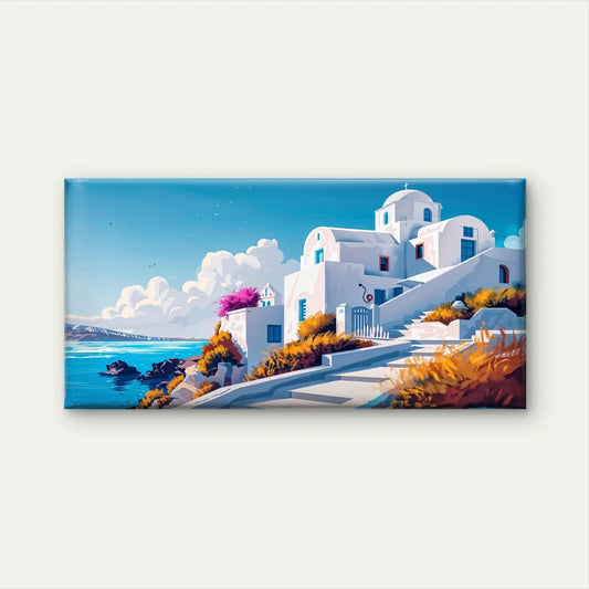 Oia, Santorini Island, Greece Wall Art Canvas Office Home Room Framed 120x60cm