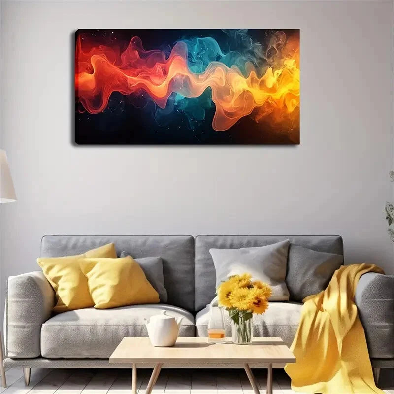 Flowing Color Spectrum Design Wall Art Canvas Office Home Room Framed 120x60cm - Bella Home Decor