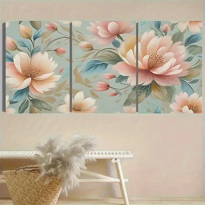 3pcs Pastel Floral Pattern Art Print Wall Art Set Canvas Unframed - High Quality Print 100% Australian Made Wall Canvas - Bella Home Decor