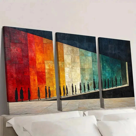 3pcs Vibrant Color Block Design BD Wall Art Set Canvas Framed 50x70cm - High Quality Print 100% Australian Made Wall Canvas Ready to Hang