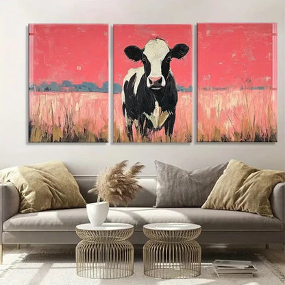 3pcs Abstract Black and White Cow Perfect Wall Art Canvas Unframed - High Quality Print 100% Australian Made Wall Canvas - Bella Home Decor