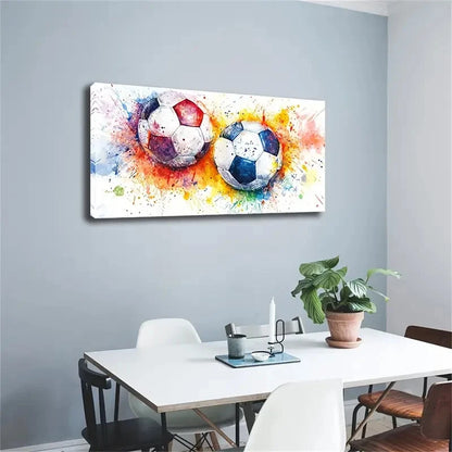 Vibrant Splashing Soccer Décor Wall Art Canvas Office Home Room Framed 120x60cm