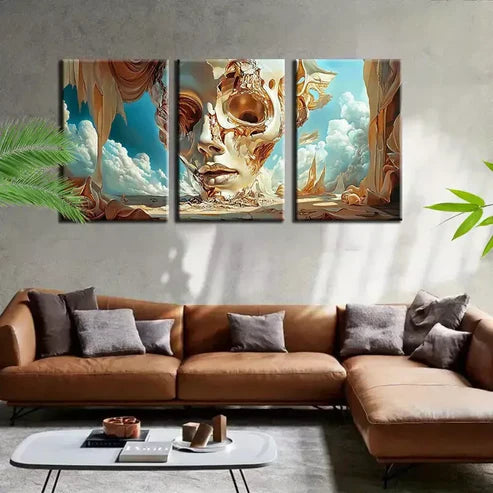 3pcs surreal Triptych Canvas Framed  Art Set Canvas Unframed - High Quality Print 100% Australian Made Wall Canvas