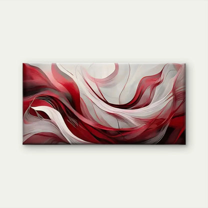 White Swirls Red White Abstract Wall Art Canvas Office Home Room Framed 120x60cm
