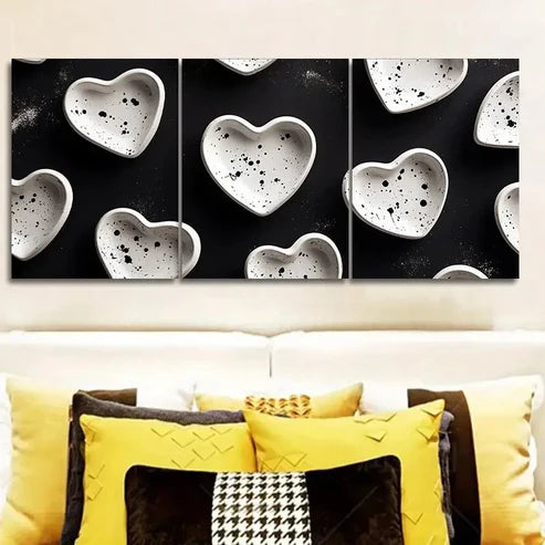 3pcs Shape on black background  Wall Art Set Canvas Unframed - High Quality Print 100% Australian Made Wall Canvas