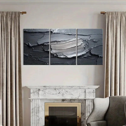 3pcs Abstract Texture Modern Black White Art Metal Print Ready to Hang Art - Bella Home Decor