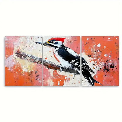 3pcs Woodpecker Animals Painting TI  Wall Art Set Canvas Framed 40x60cm - High Quality Print 100% Australian Made Wall Canvas Ready to Hang