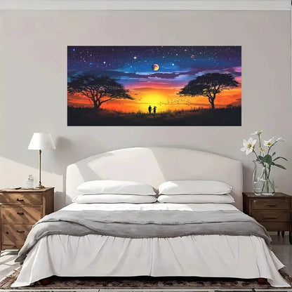 Romantic Couple Silhouette Wall Art Canvas Office Home Room Framed 120x60cm