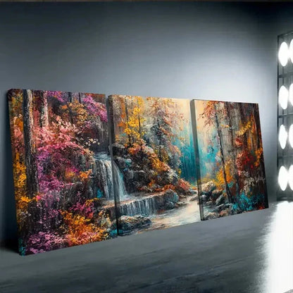 3pcs Vibrant Autumn Forest Wall Art Set Canvas Unframed - High Quality Print 100% Australian Made Wall Canvas