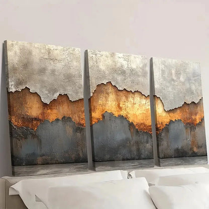 3pcs Brown Wabi Sabi Abstract Textured ti Wall   Wall Art Set Canvas Framed 40x60cm - High Quality Print 100% Australian Made Wall Canvas Ready to Hang - Bella Home Decor