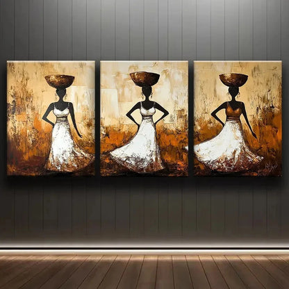 3pcs African Women Portrait Wall Art Set Canvas Framed 60x90cm - High Quality Print 100% Australian Made Wall Canvas Ready to Hang - Bella Home Decor