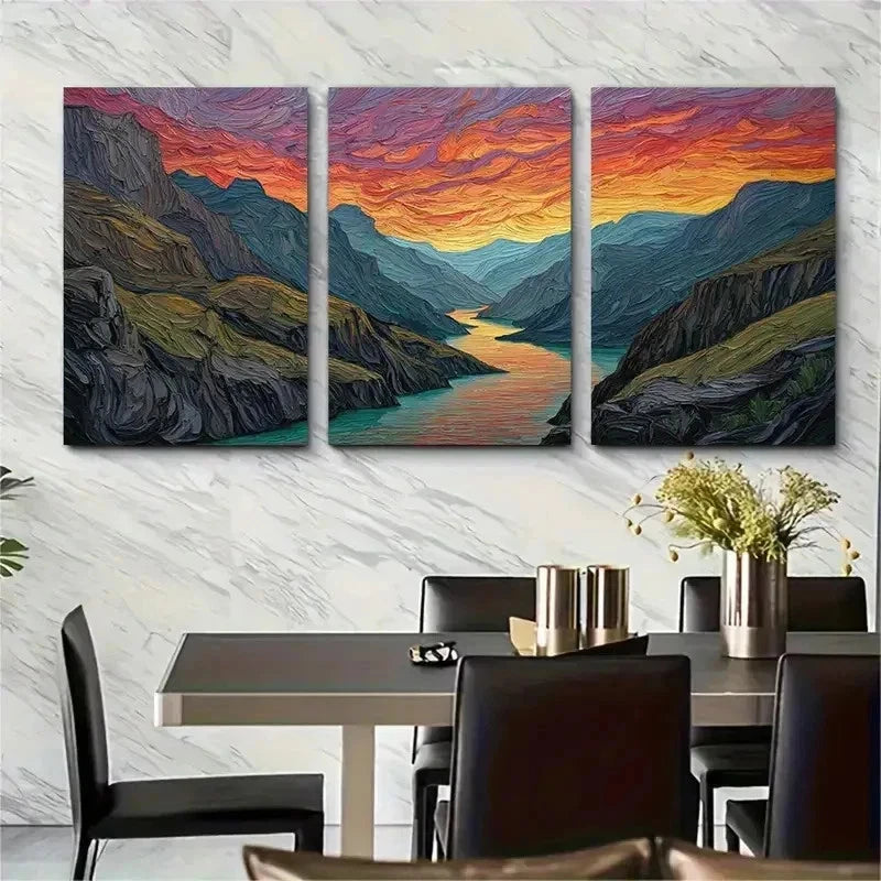 3pcs Original Landscape Painting Perfect Wall Art Set Canvas Framed 50x70cm - High Quality Print 100% Australian Made Wall Canvas Ready to Hang