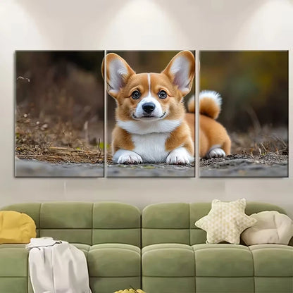 3pcs Welsh Pembroke Corgi Puppy Metal Print Ready to Hang Art